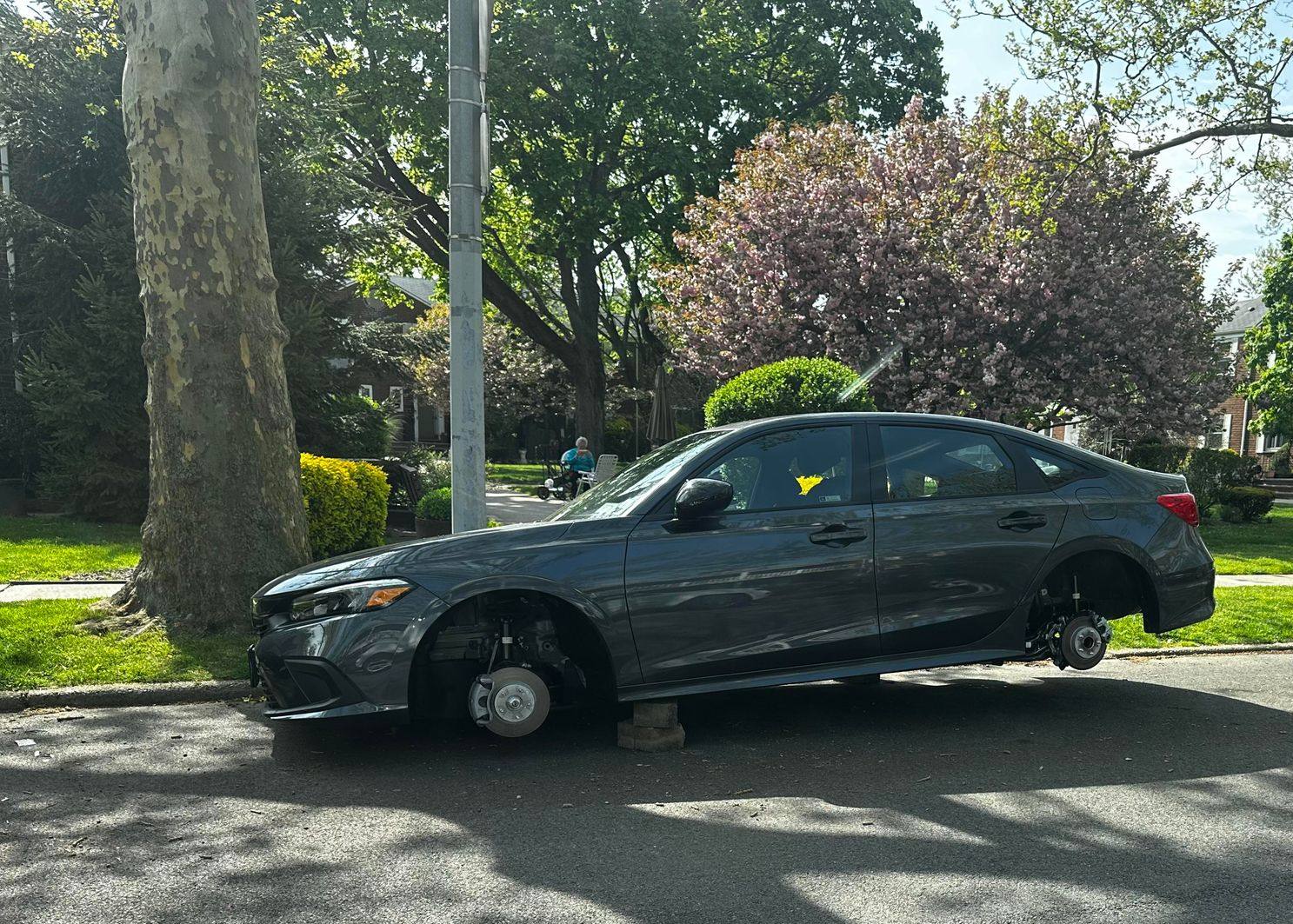 Wheels stolen on 75th Avenue in Glen Oaks.