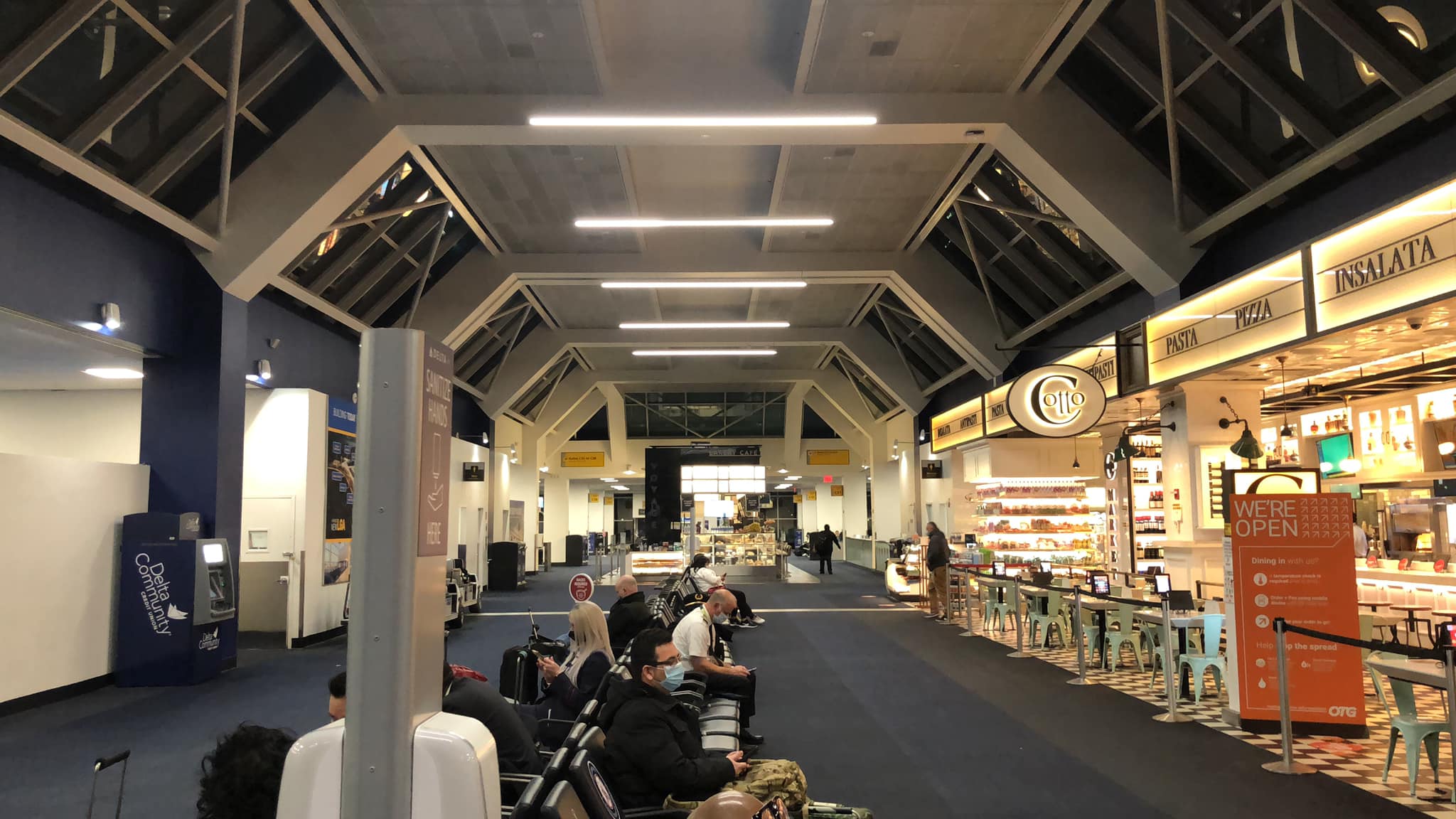 Inside the LaGuardia Airport waiting center.