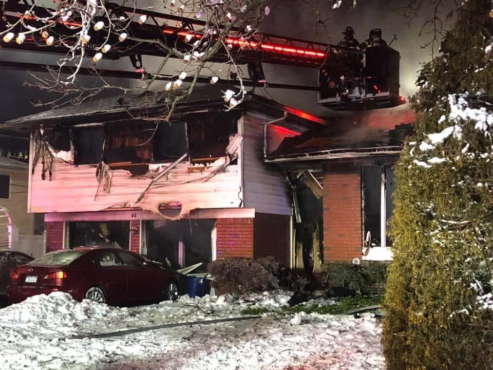 Fire damaged a home in Long Island.